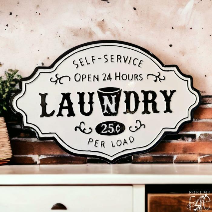 Self Service Laundry 25C Enamel Sign  |  Quote Wall Plaques Homewares Quote Wall Plaques