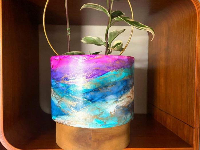 Sherbet Lagoon Planter Timber Base  |  Planters & Vases Artisan Designed Planters Artisan Designed Planters