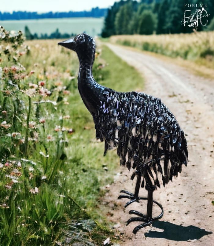 Single Metal Emu Chick – Black  |  Metal Decor Garden Creatures Garden Creatures