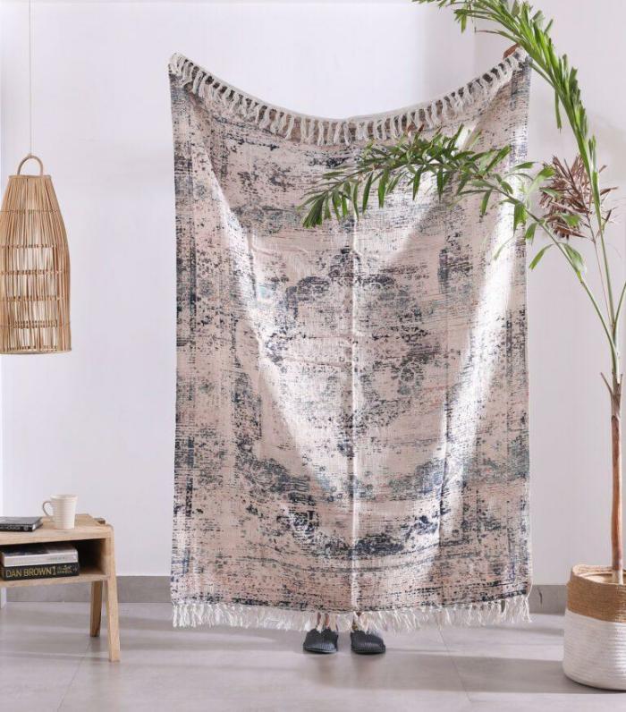 Stonewashed Luxury Rustic Cotton Wool Boho Throw – Style – Vintage A  |  Throw Blankets Homewares Throw Blankets