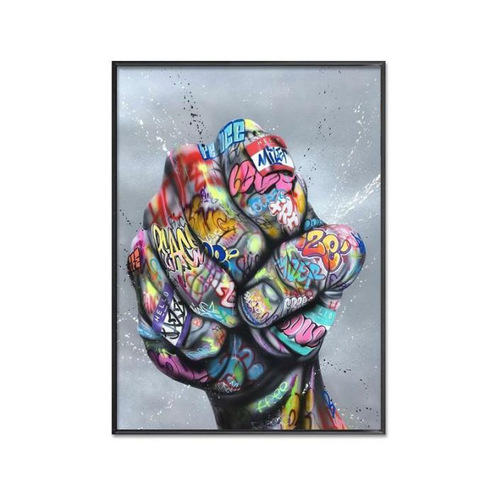 Street Art Fist Punch – Framed Canvas Art  |  Framed Wall Canvas Art Framed Wall Canvas Art Framed Wall Canvas Art