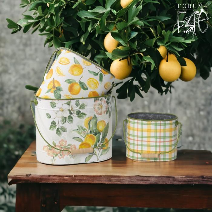 Summer Lemons Pot Planter Buckets – Set Of 3  |  Planters & Vases Planters & Vases Planters & Vases