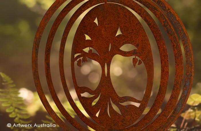 Tree Of Life Rust – Weathering Steel Wind Whirl Spinner  |  Wind Whirl Spinners Outdoor Gardenwares Wind Whirl Spinners