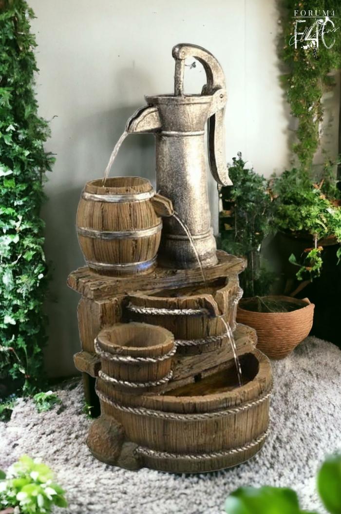 Waterpump Tap On Barrel Buckets Water Fountain Feature  |  Water Features Outdoor Gardenwares Water Features