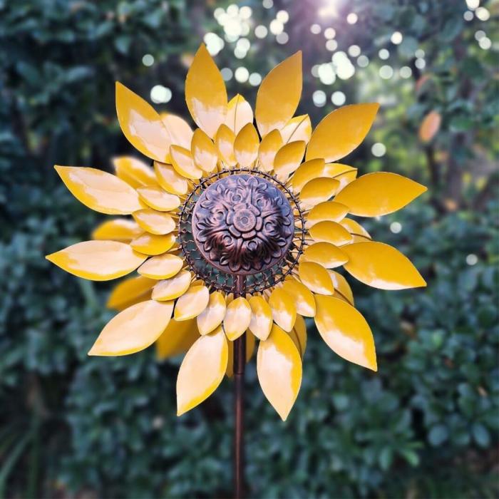 Yellow Sunflower Helios Metal Wind Spinner  |  Windspinners Outdoor Gardenwares Windspinners