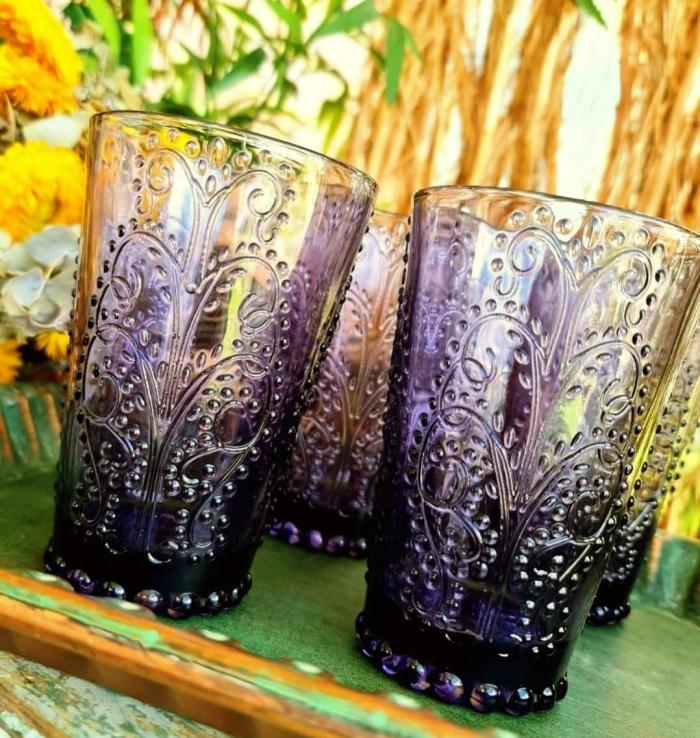 4Pc Boho Lavender Glass Tumblers  |  Glassware Catering & Tableware Catering & Tableware