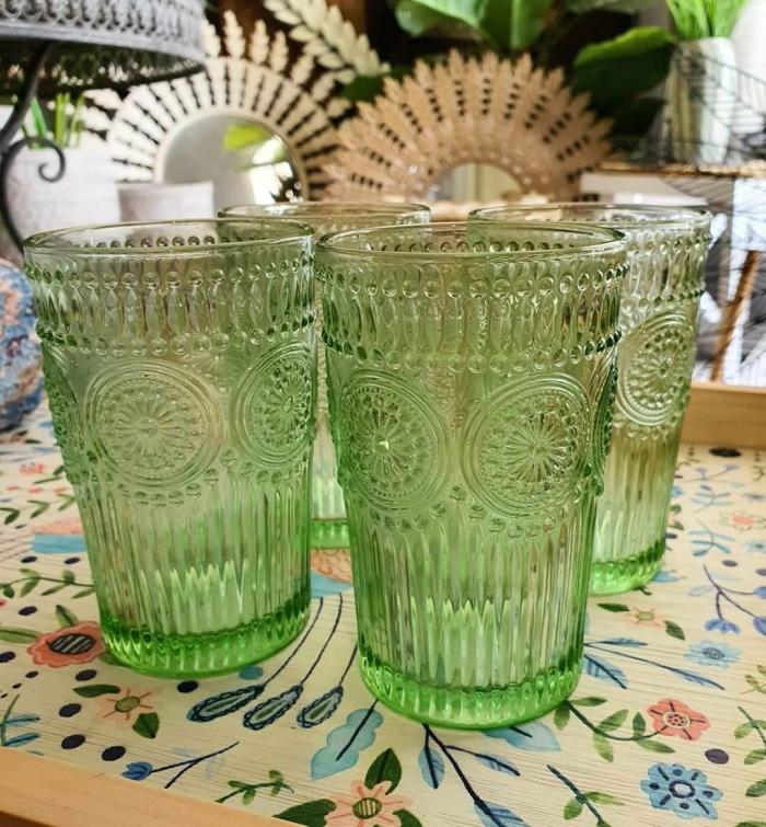 4Pc Tall Soft Green Glass Tumblers  |  Glassware Catering & Tableware Catering & Tableware