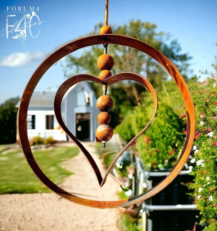 Rusty Hanging Serenity Orb W Inner Heart – Xl  |  Hanging Garden Accessories Hanging Garden Accessories Hanging Garden Accessories