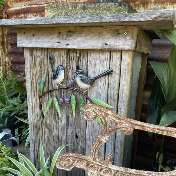 Willie Wagtails On Gumnut Branch  |  Metal Decor Garden Creatures Garden Creatures